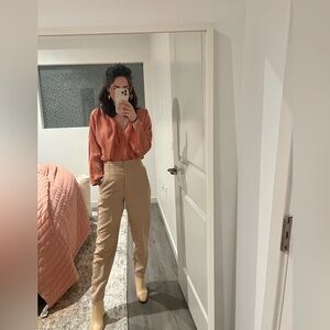 Zara Beige High Waisted Pants